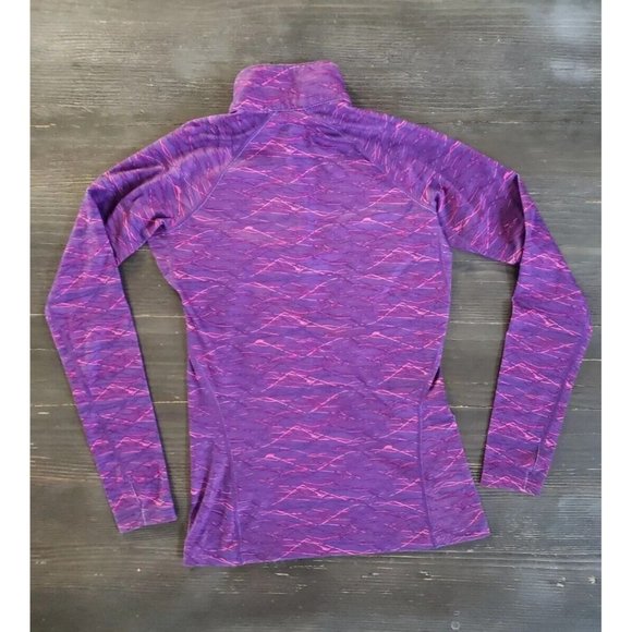 Nike Pro Combat Shirt Purple Dri Fit Fitted 1/4 Zip Thumb Holes Logo Women Sz S - Picture 2 of 15